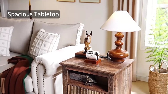 Amazon.com: Aitjunz Fluted Nightstand with Charging Station, 22